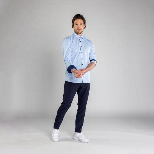 Performance Hemd Button-Down Hellblau/Marine