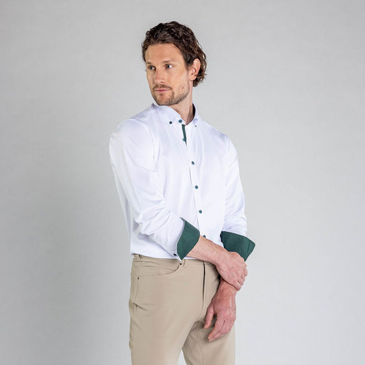 Performance Hemd Button-Down Weiss/Grün